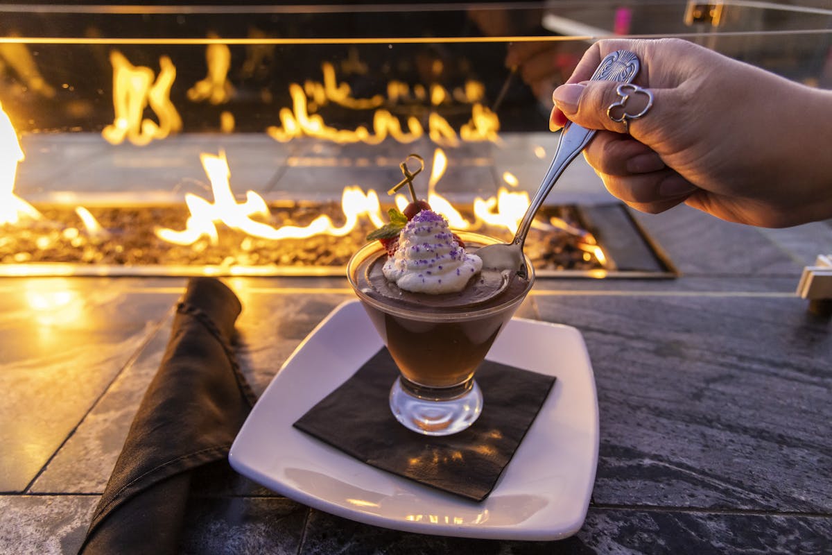 dessert in front of fire