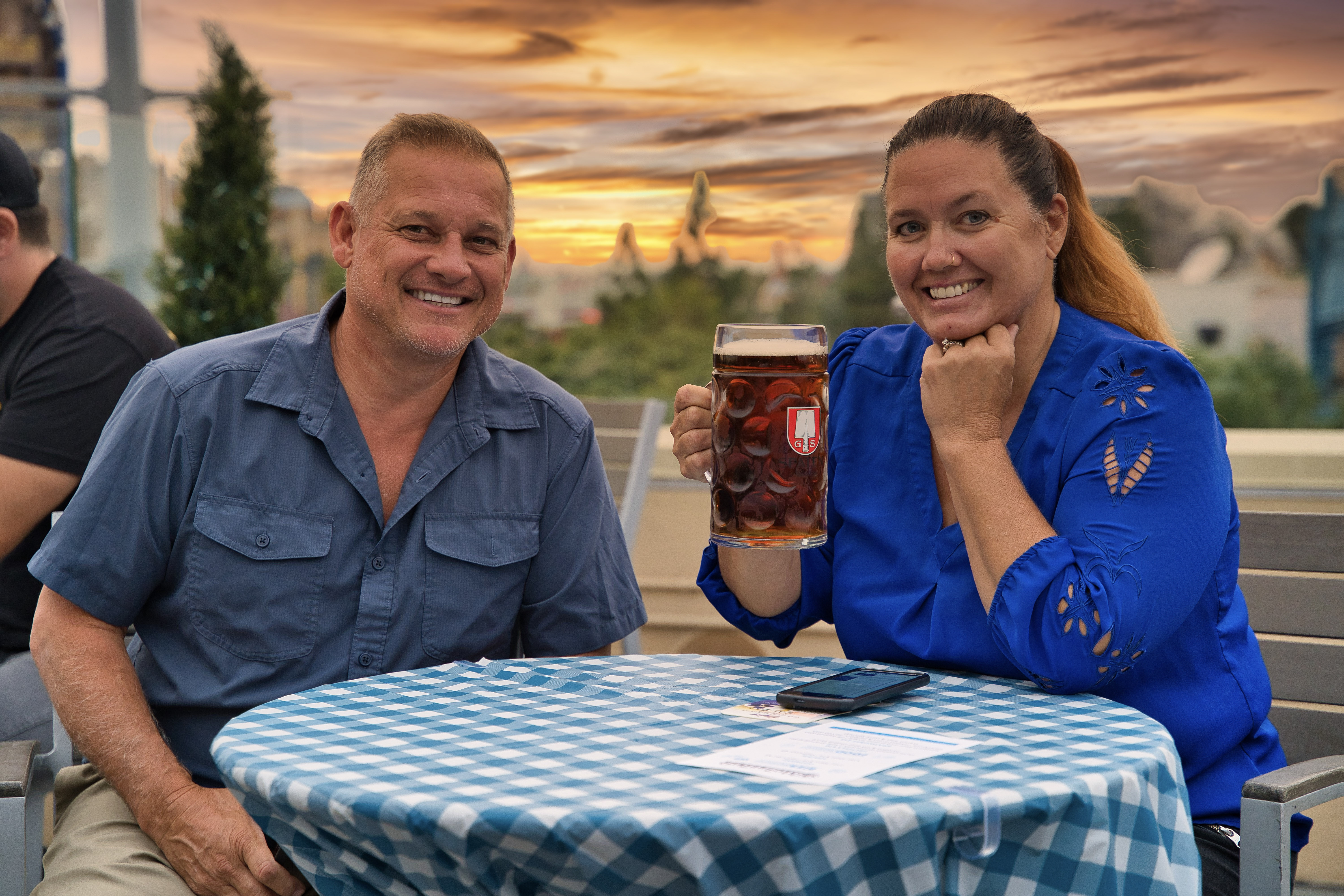 a couple posing for a camera
