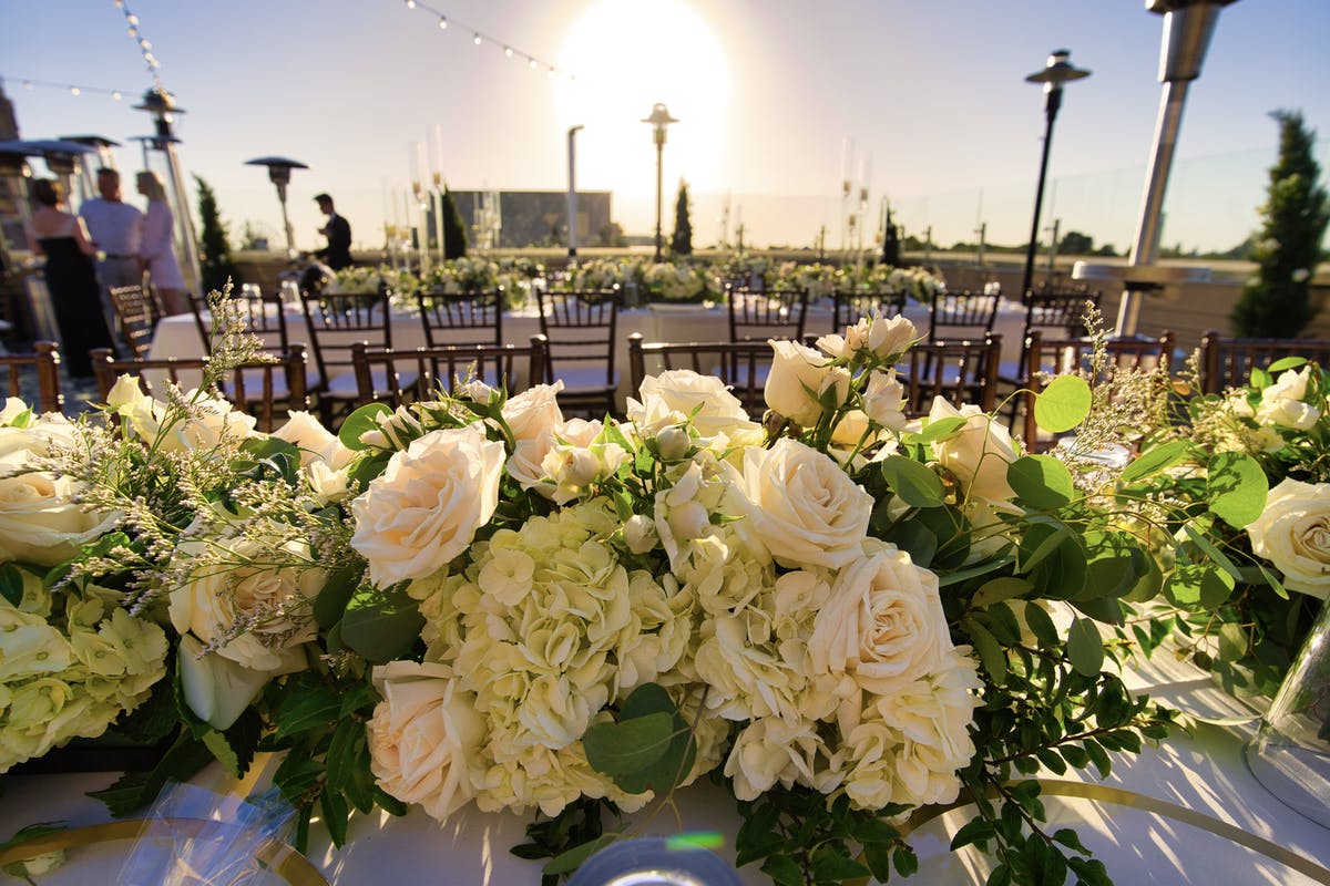 a vase of flowers on a table