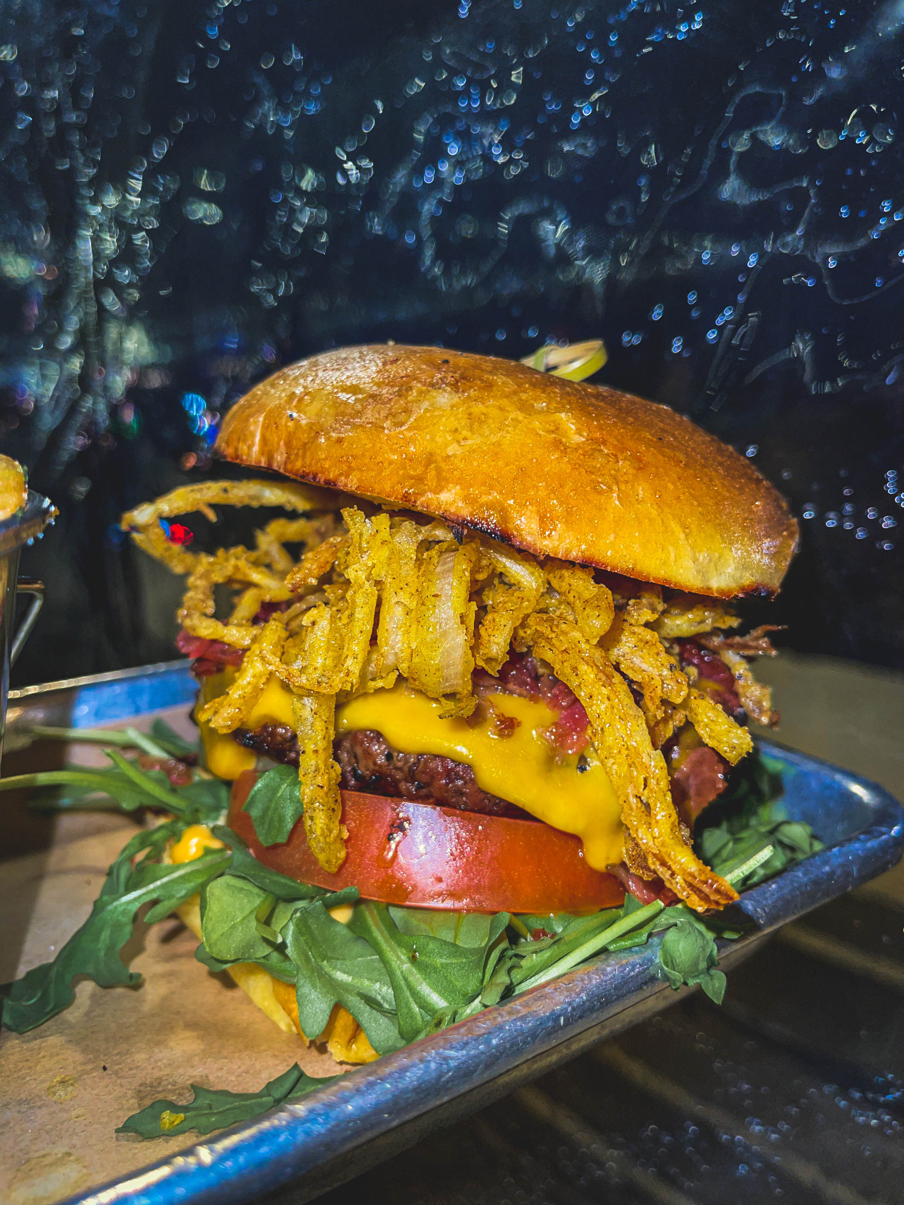 burger sitting on table