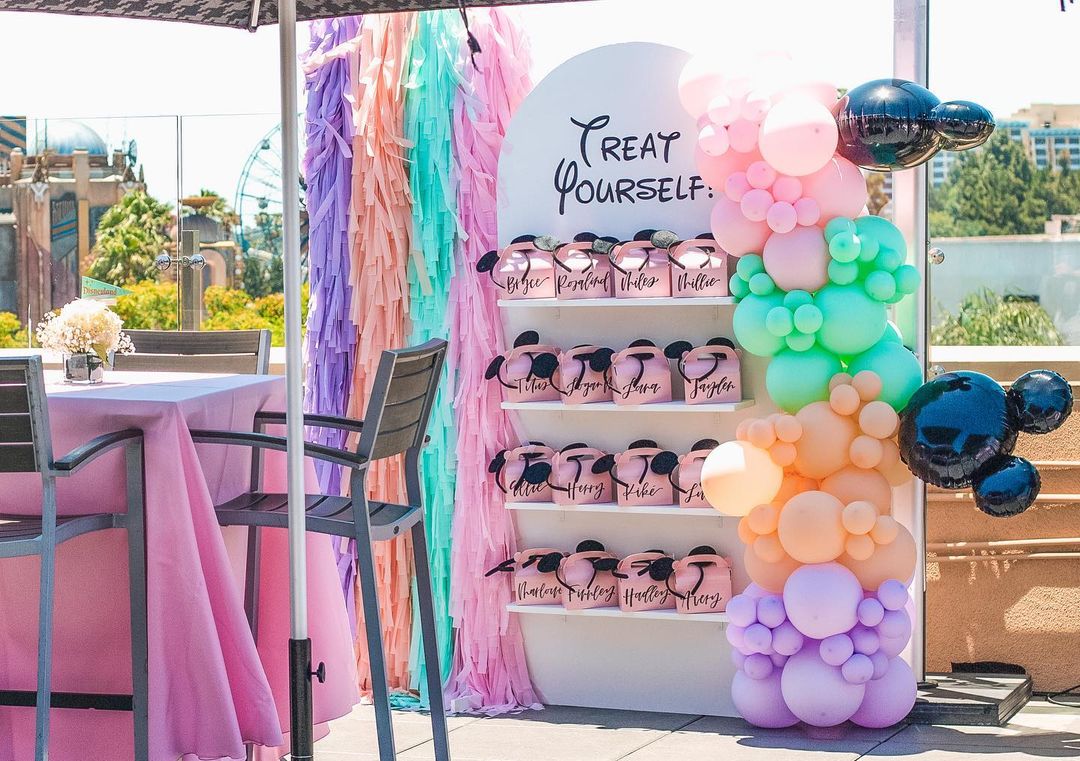 a group of pink flowers on a display