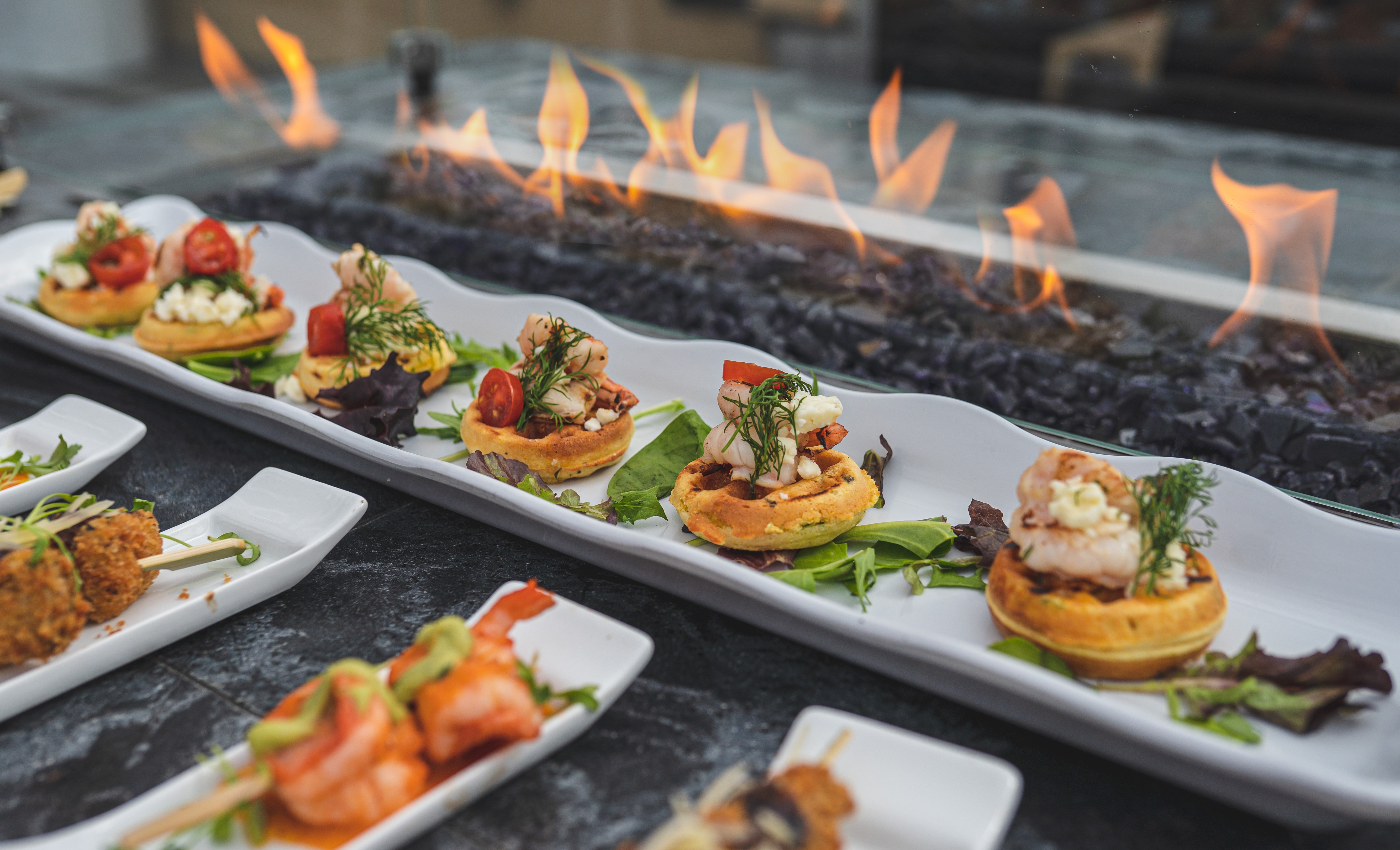 shrimp & scallion waffles