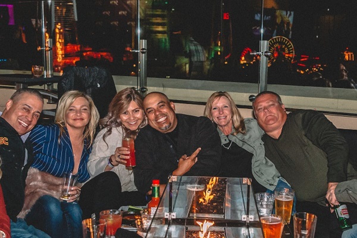 a group of people on the VIP couch