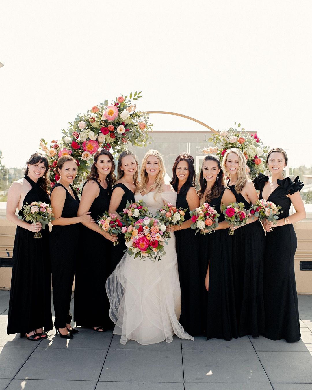 bridesmaids and bride
