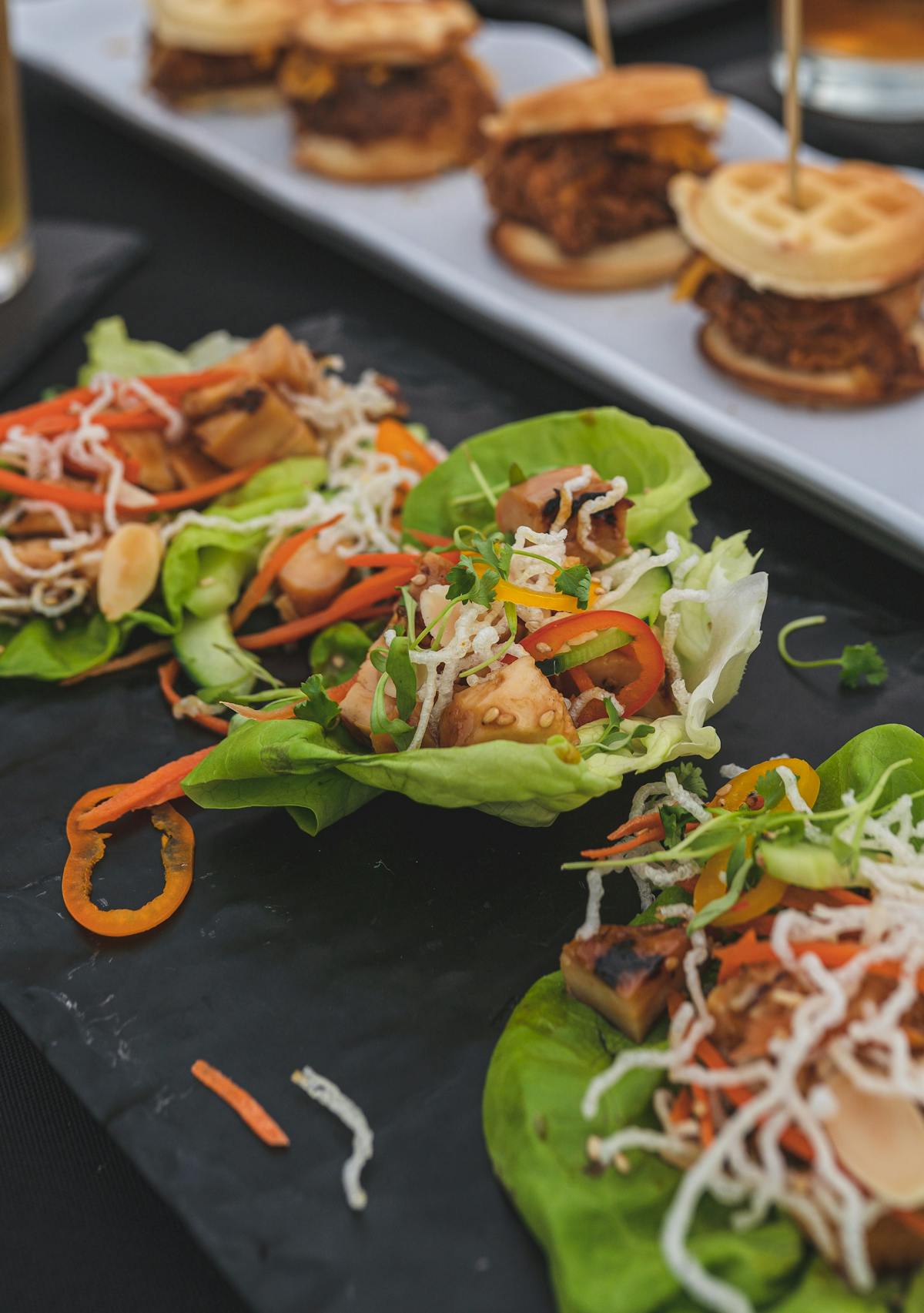 close up of Asian lettuce wraps