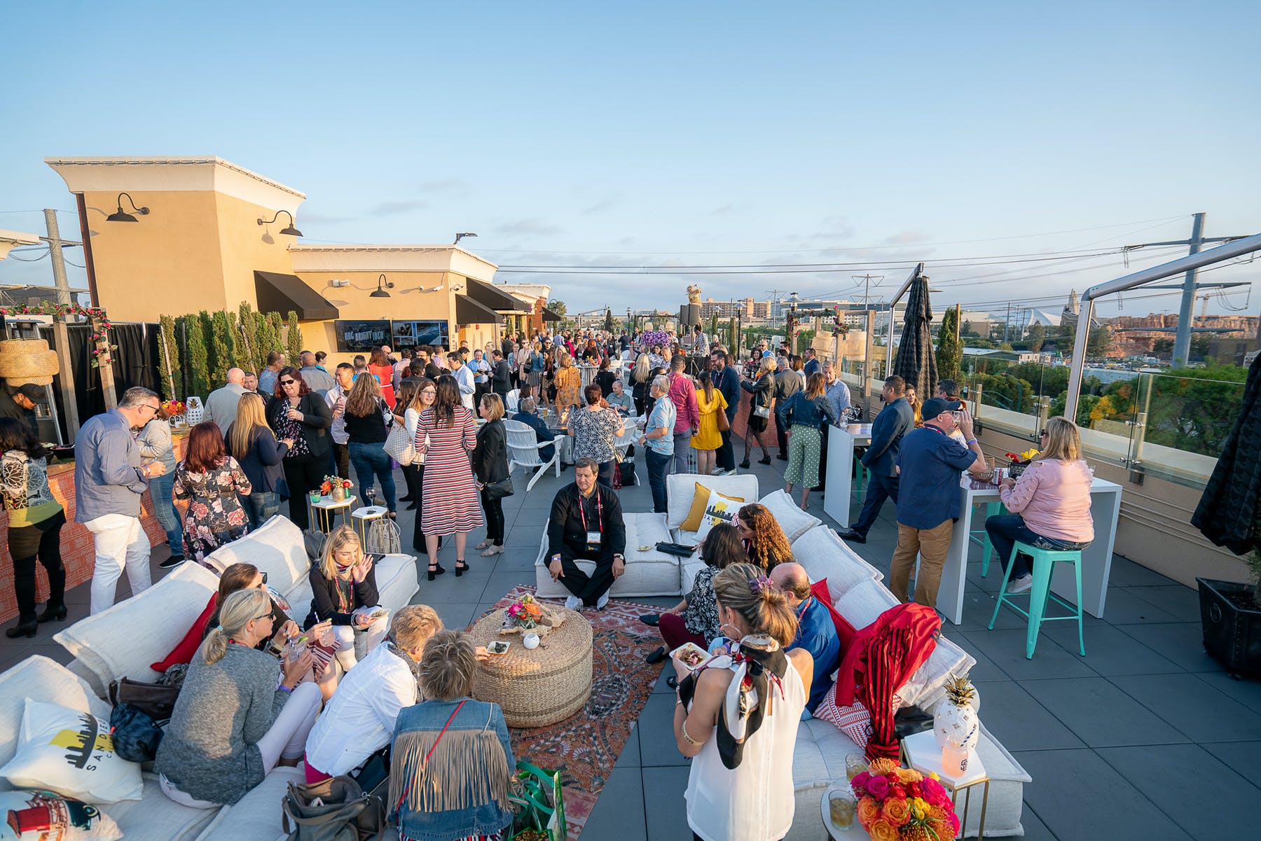 a group of people standing in front of a building