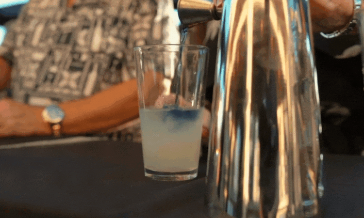 GIF of drinks being poured, mixed and shaken 
