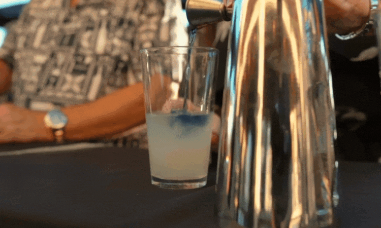 GIF of drinks being poured, mixed and shaken