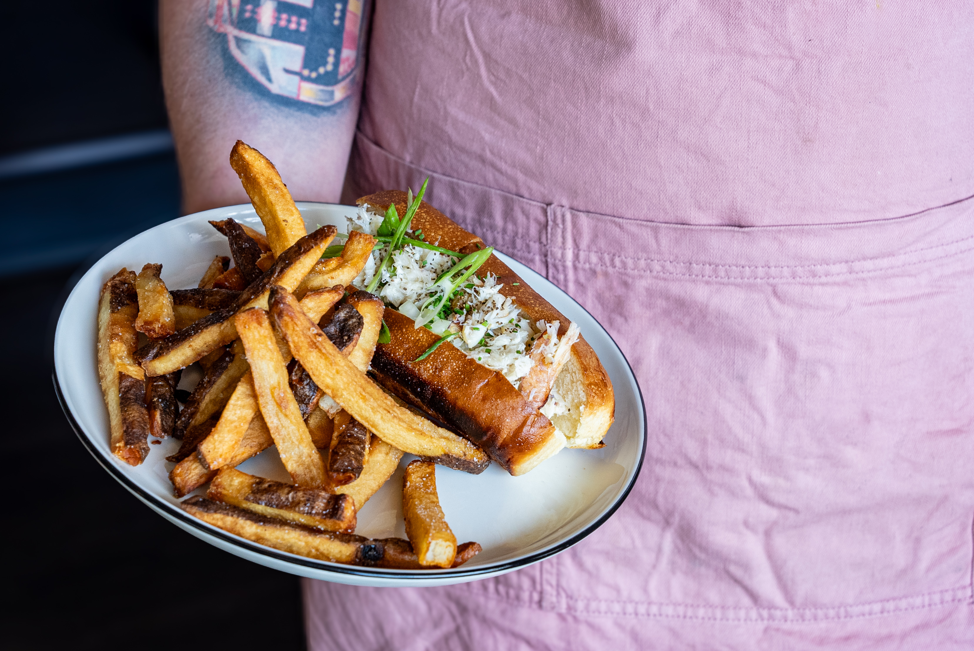 dungeness crab roll and fries