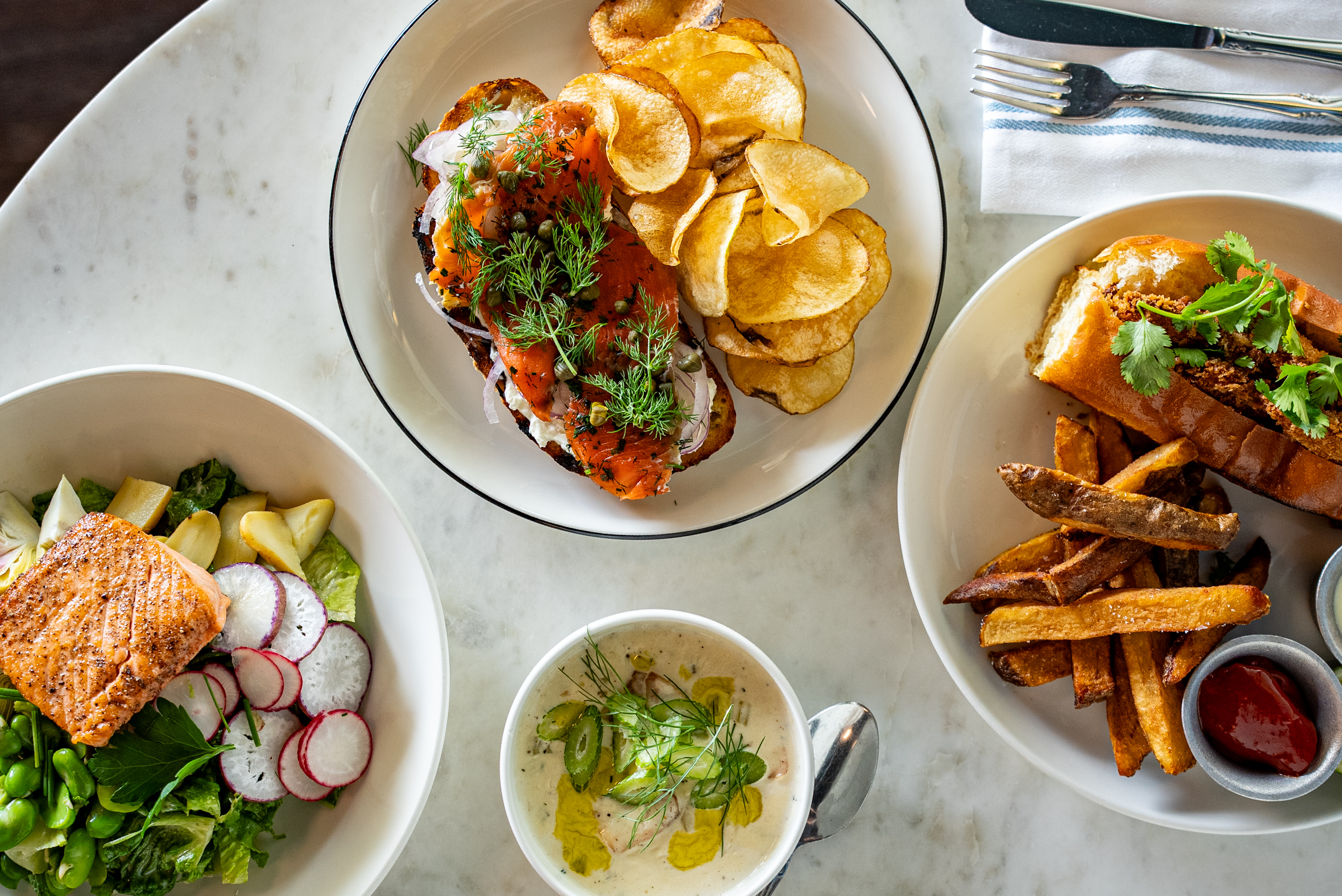 a bunch of different types of food on a plate