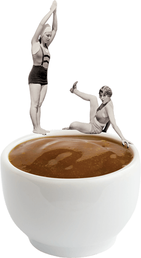 a woman holding a cup of coffee