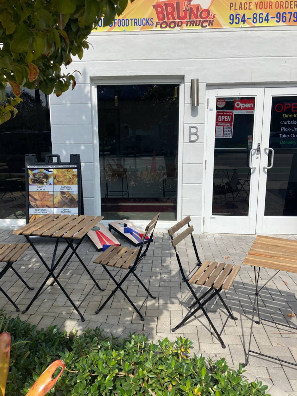 a bench in front of a building