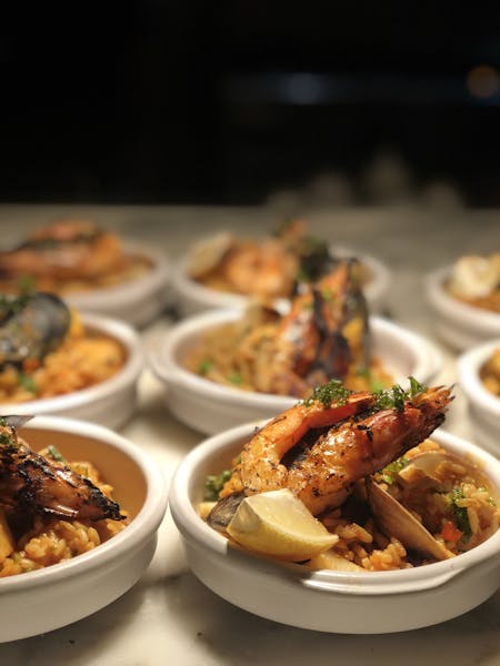 a plate full of food