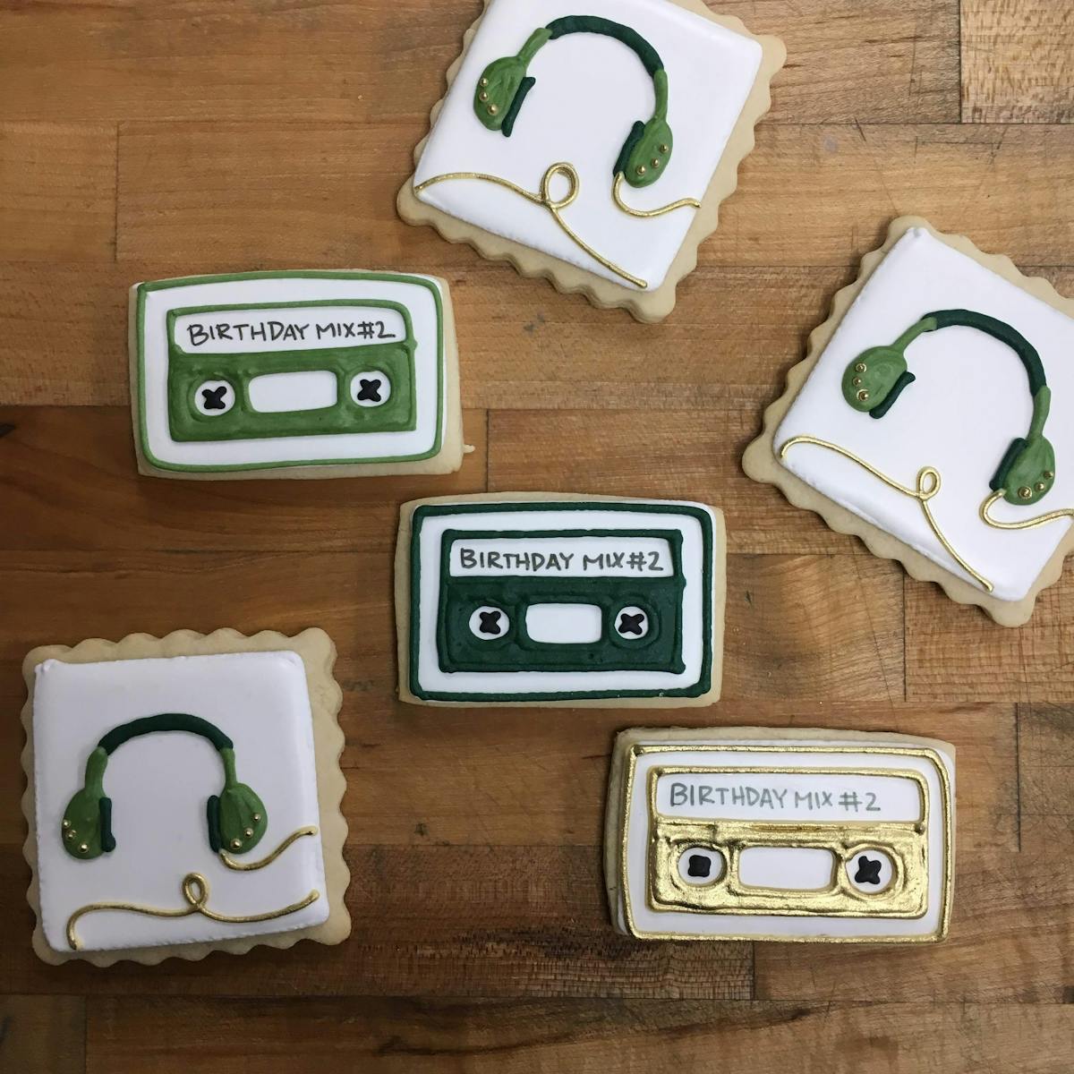 cassette head phone musician themed cookies