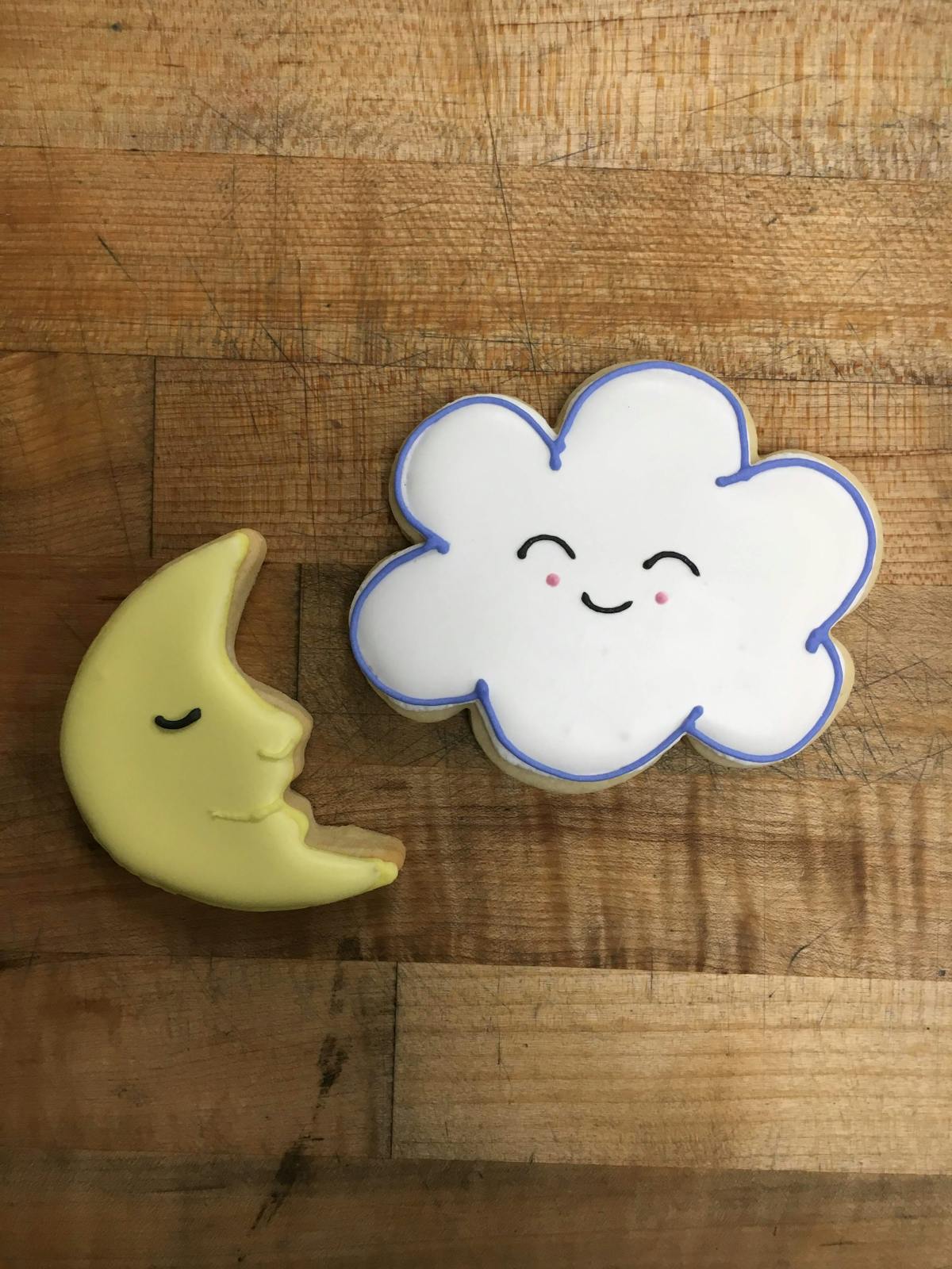 moon and cloud shaped cookies