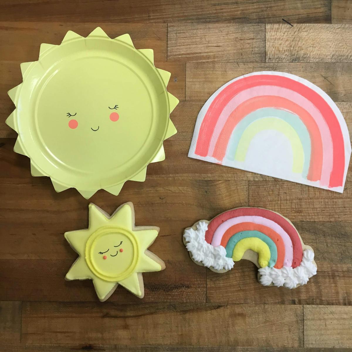 rainbow and sun shaped cookies