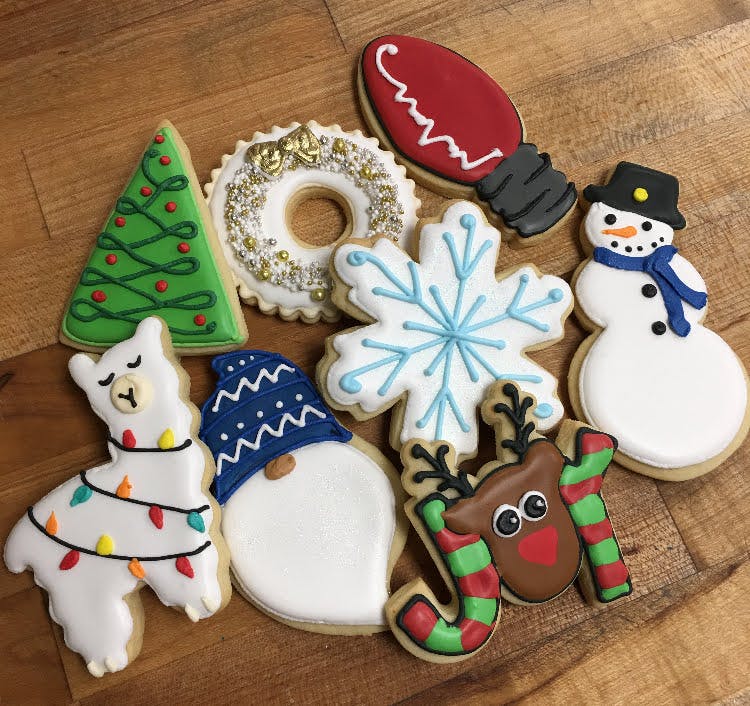variety of christmas themed cookies