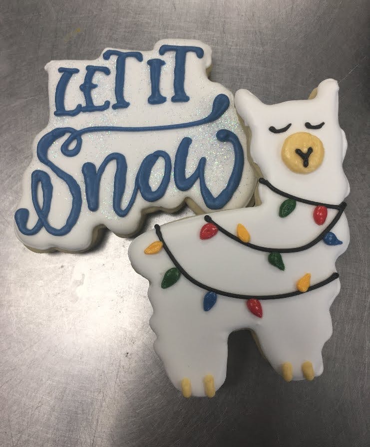 let it snow and llama with lights cookie