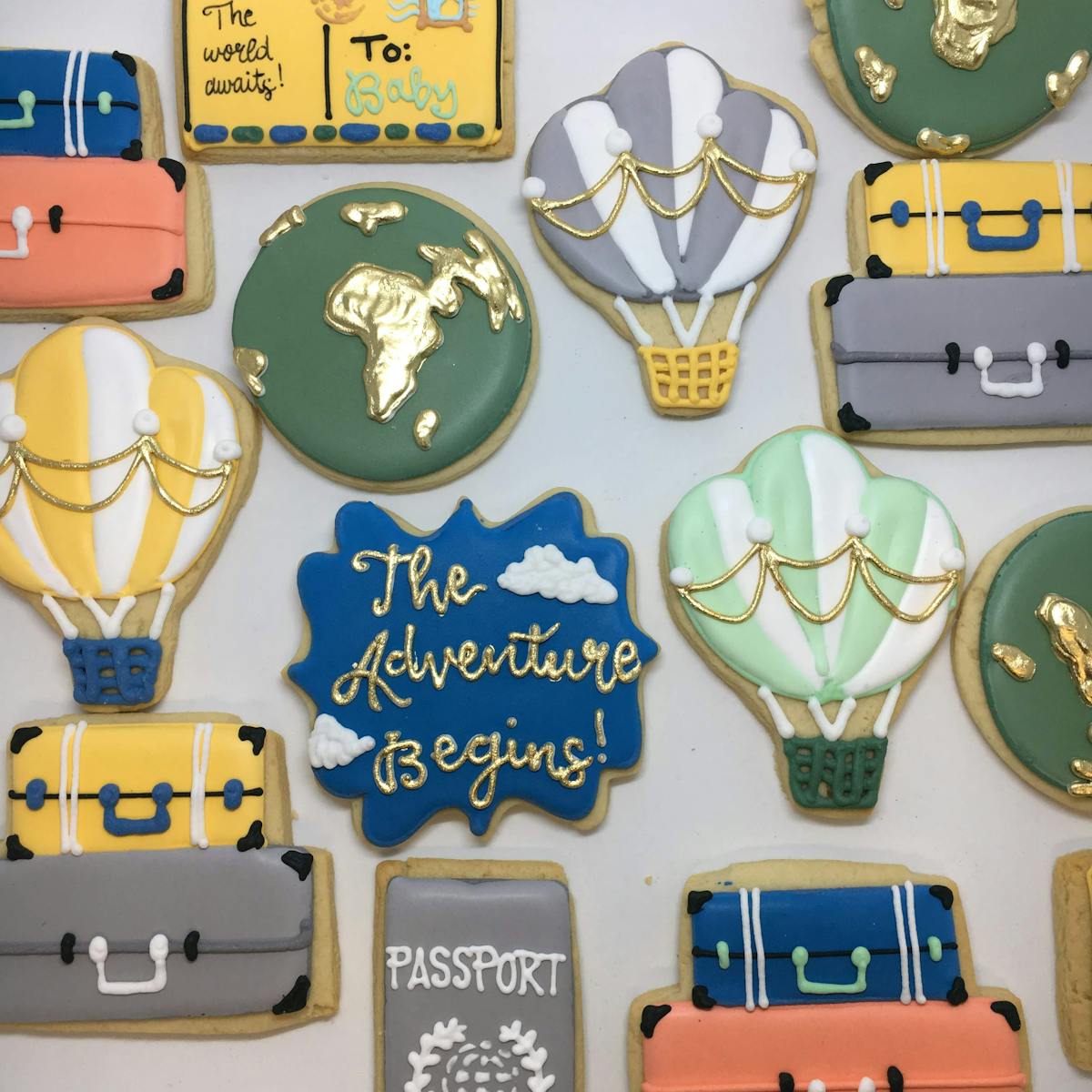 the adventure begins themed cookies