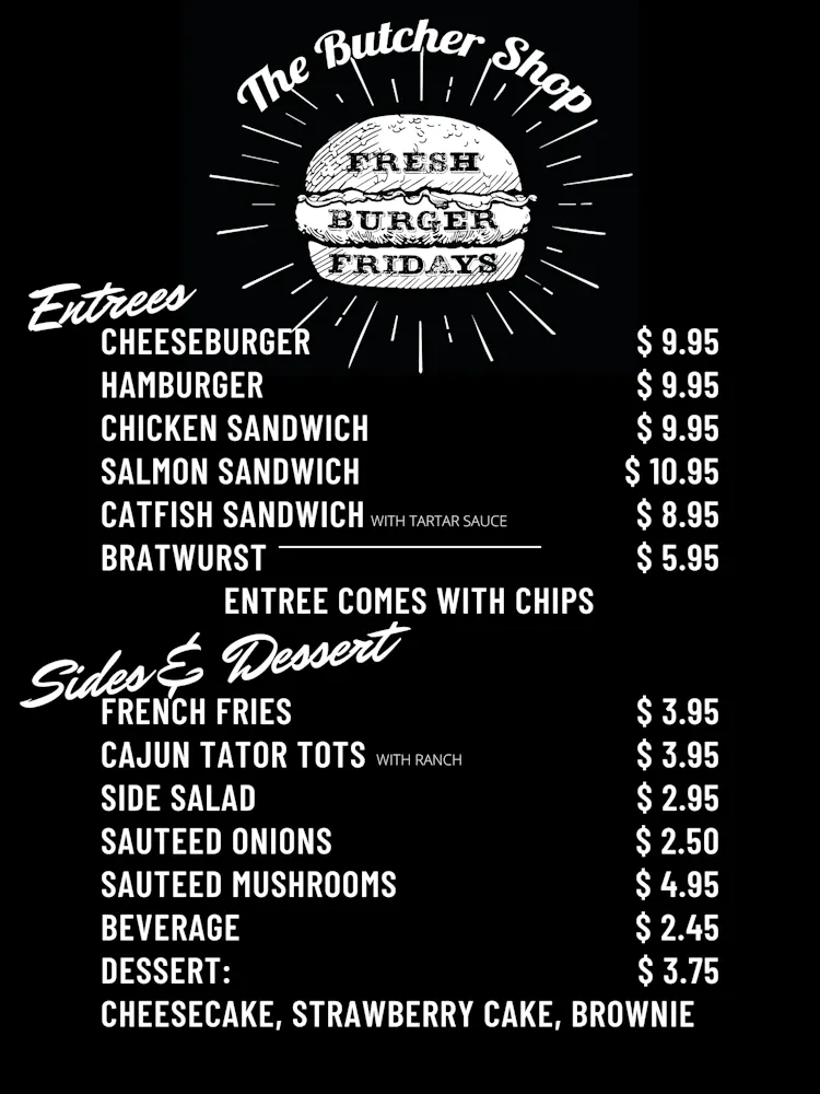 Menus | The Butcher Shop