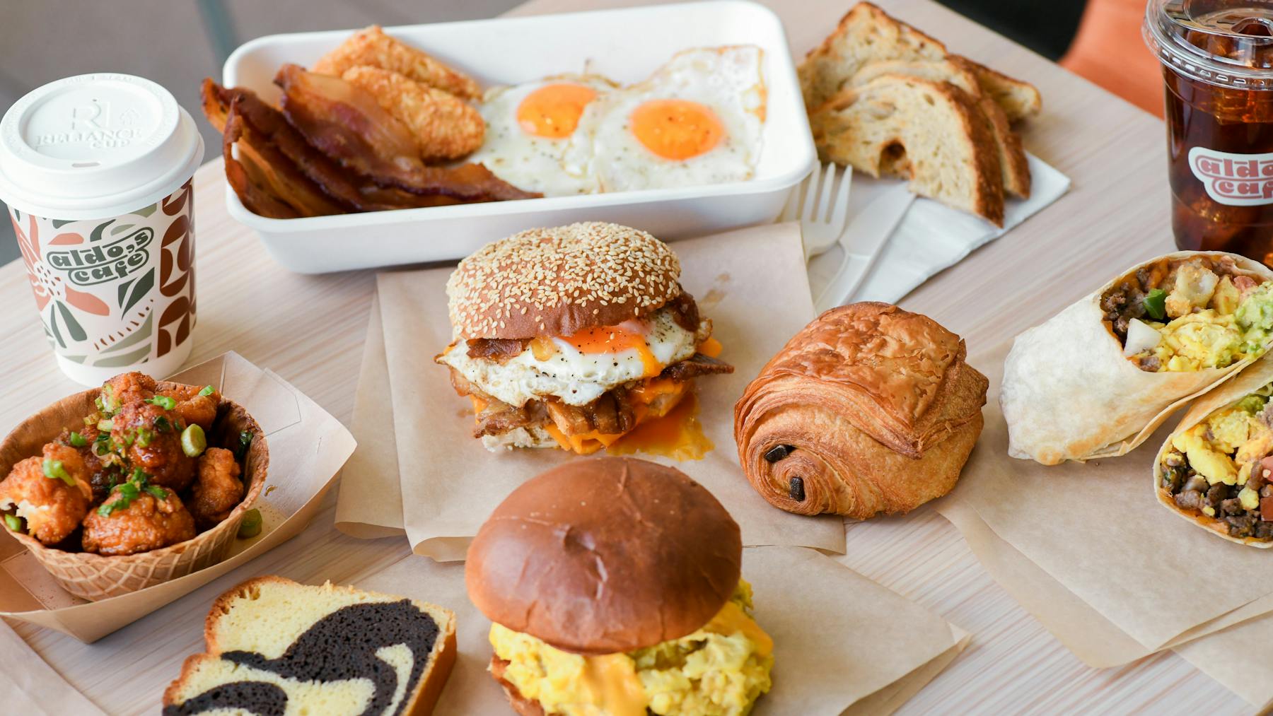 A mix of breakfast sandwiches and pastries at Aldo's Cafe