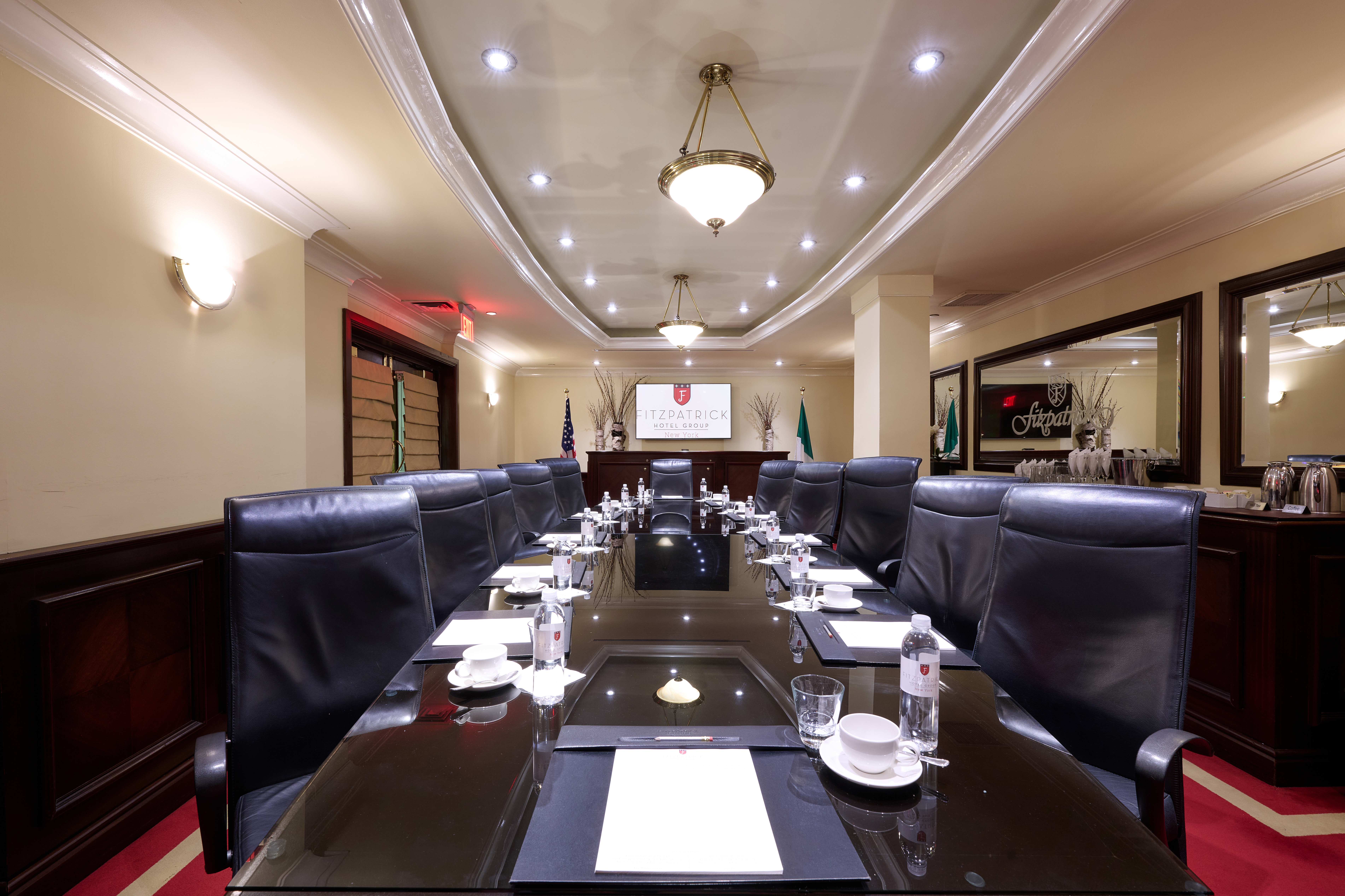 a room filled with furniture and a table