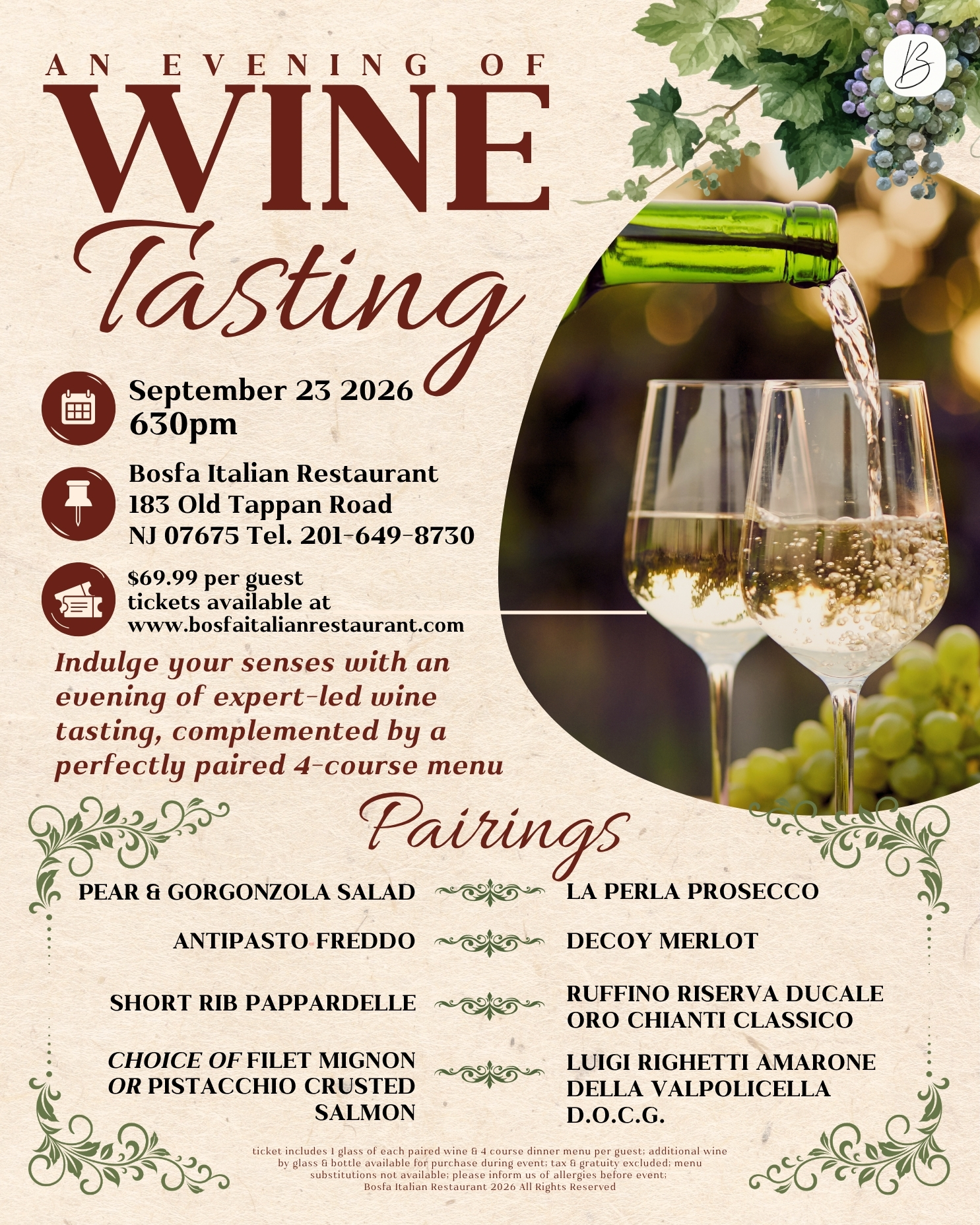 bosfa wine tasting event