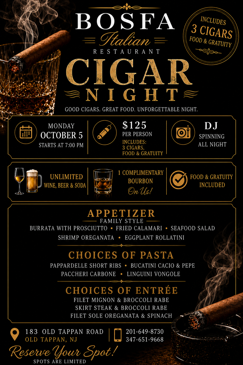 a poster for a cigar and a glass of whiskey