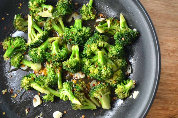 a bowl of food with broccoli
