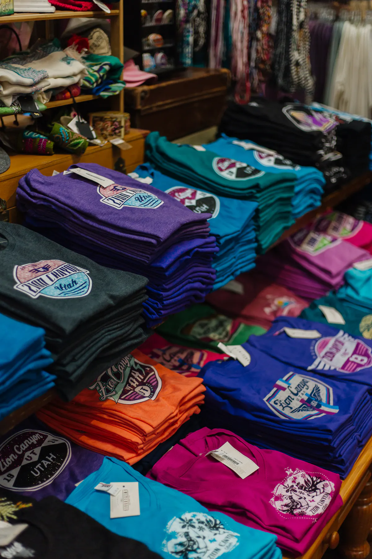 Shirts in a shelve