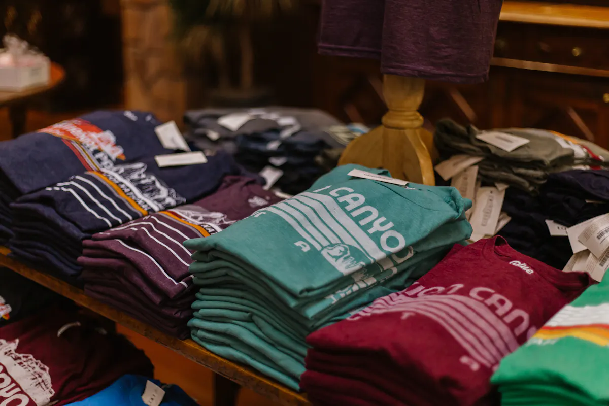 Many shirts in a shelve