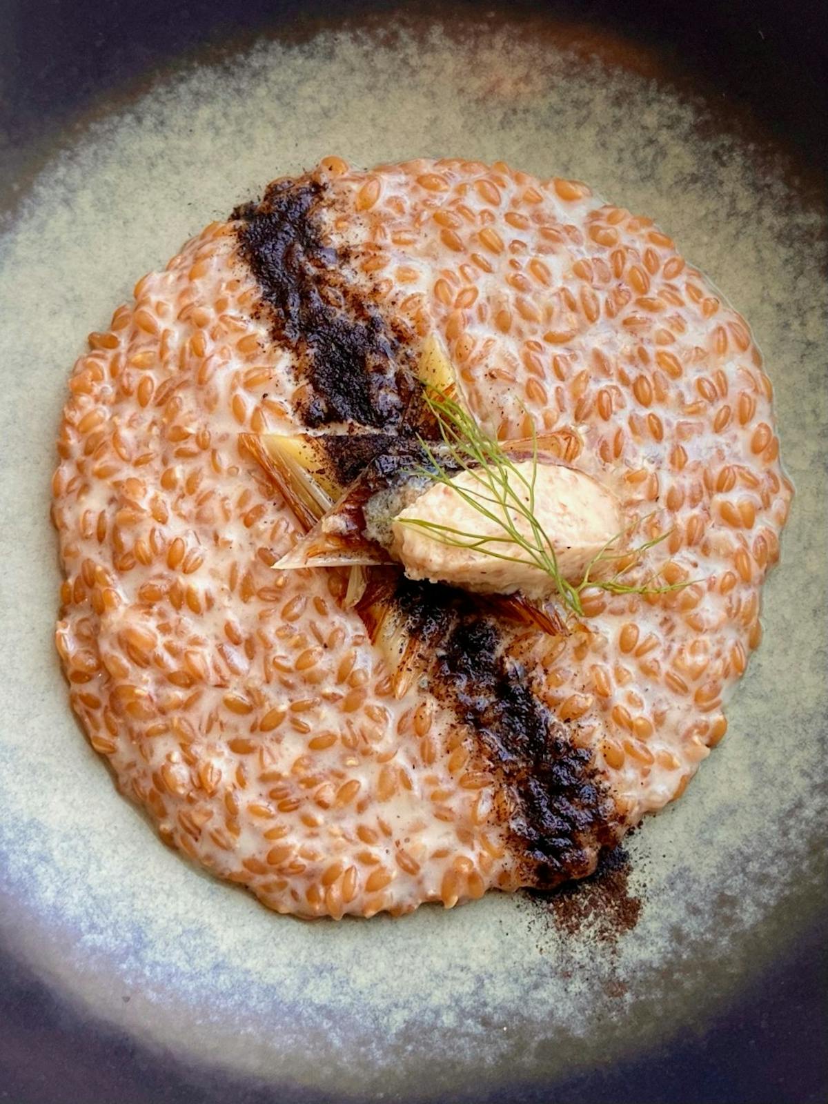 a close up of food on a plate