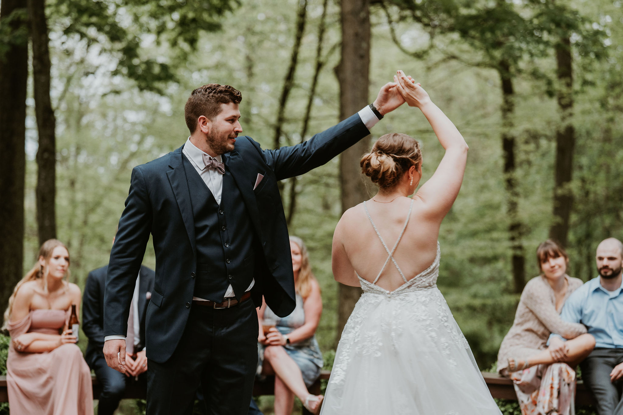 a man and a woman in a wedding dress