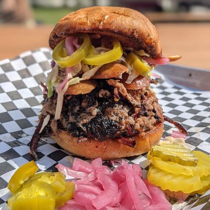 a burger on a plate