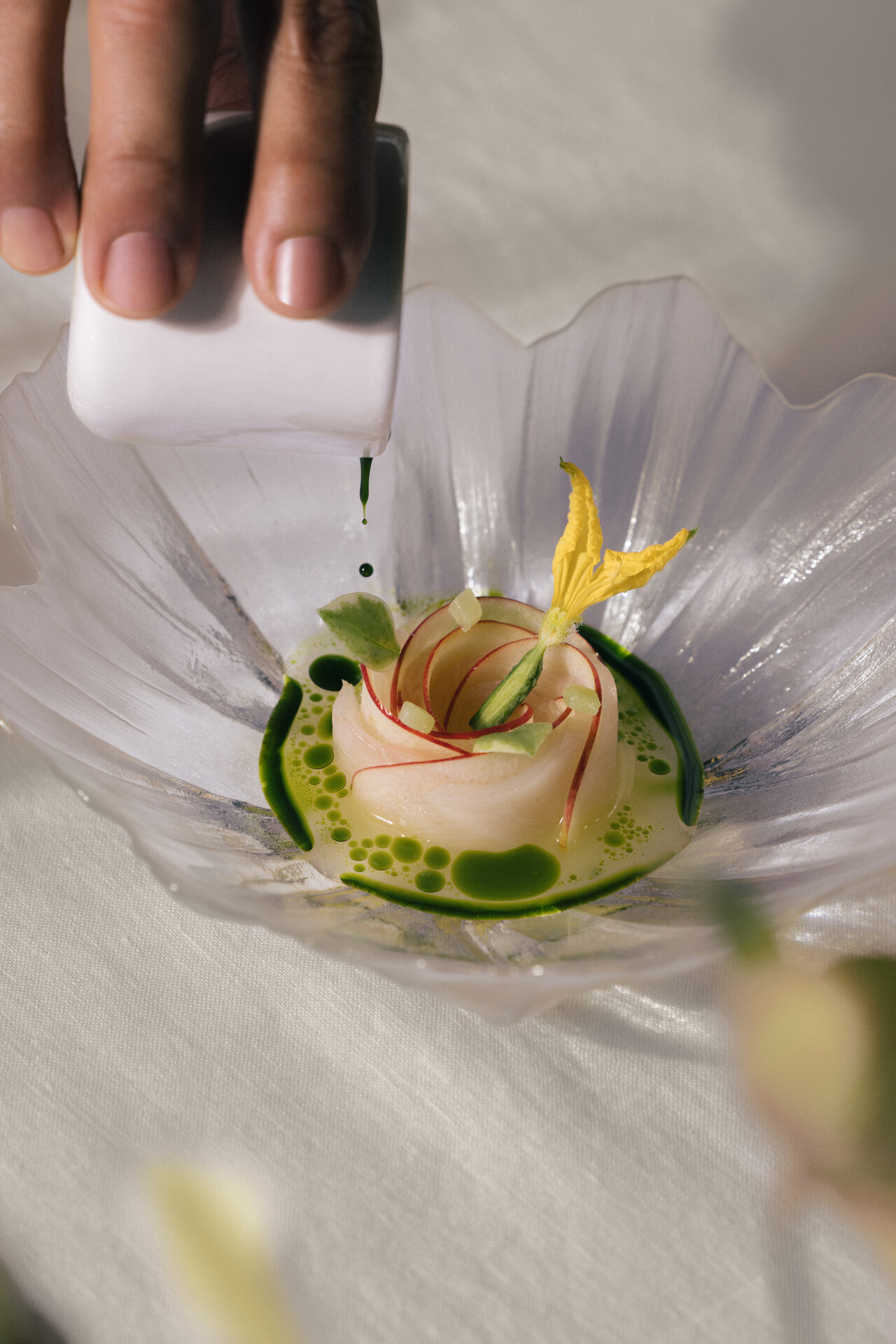 A dish with Michelin star food
