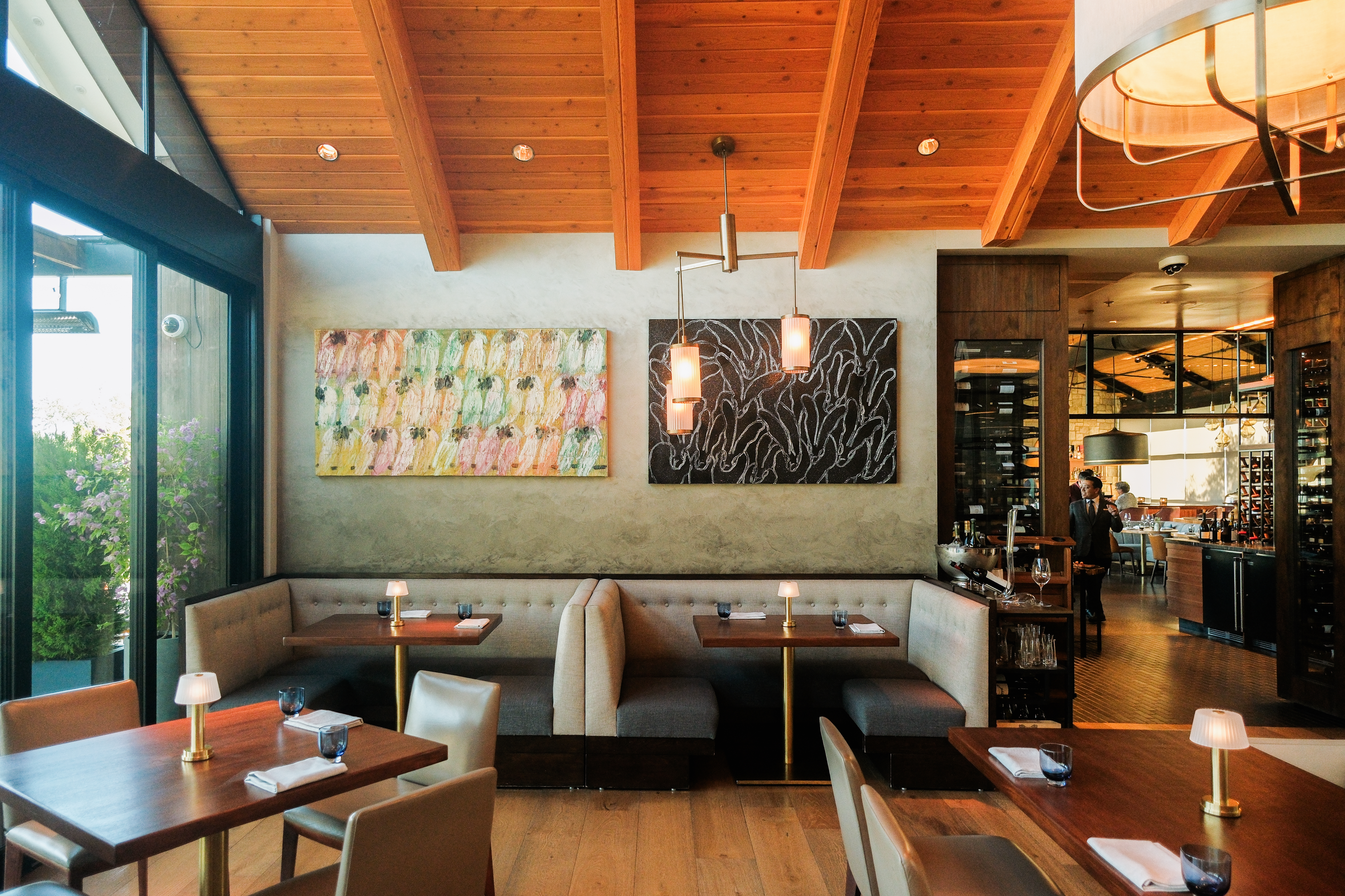 a restaurant with tables and chairs
