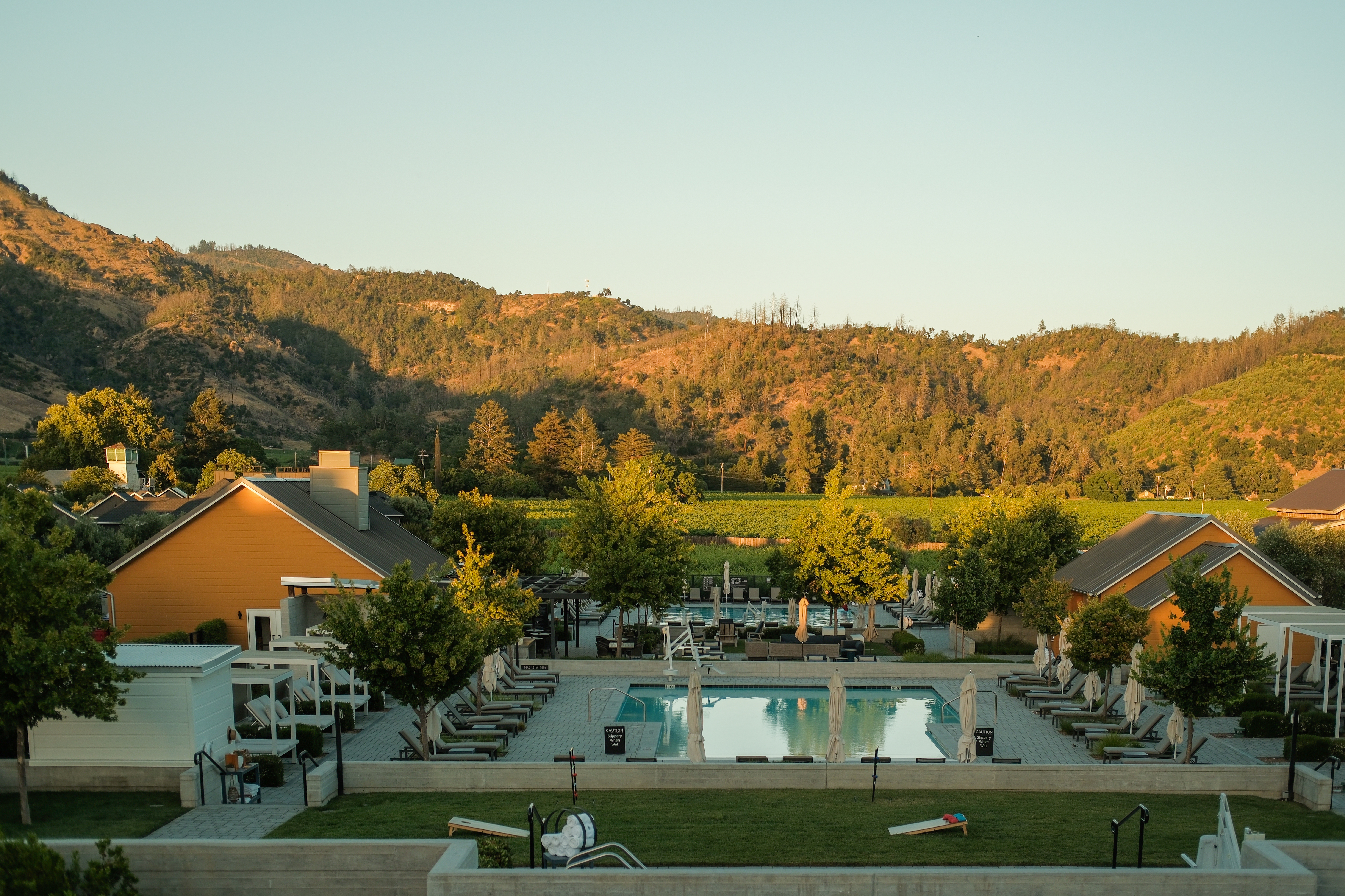 a pool in a resort