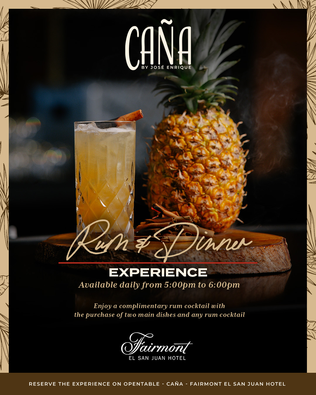 a pineapple and a drink on a wood surface