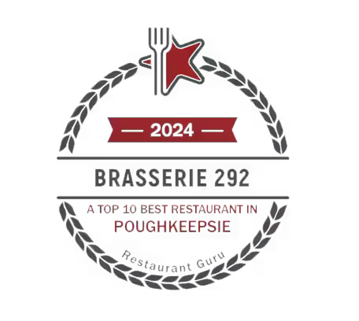 a logo with text and a fork and a star