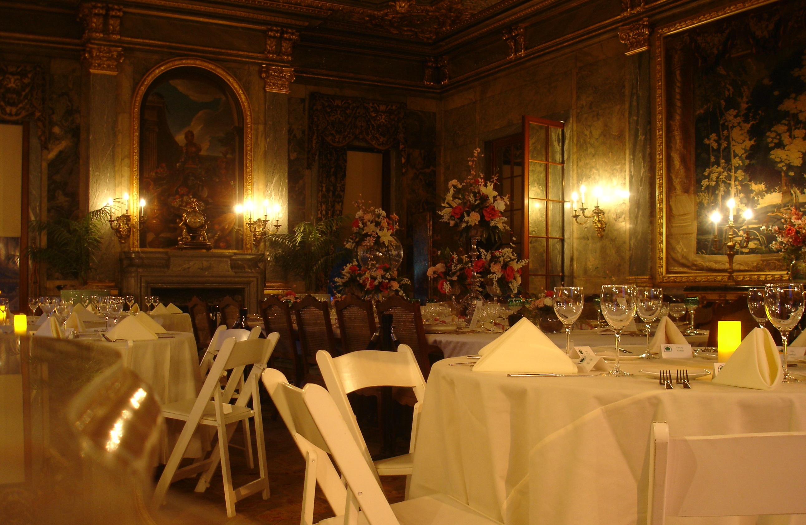 a dining room set up