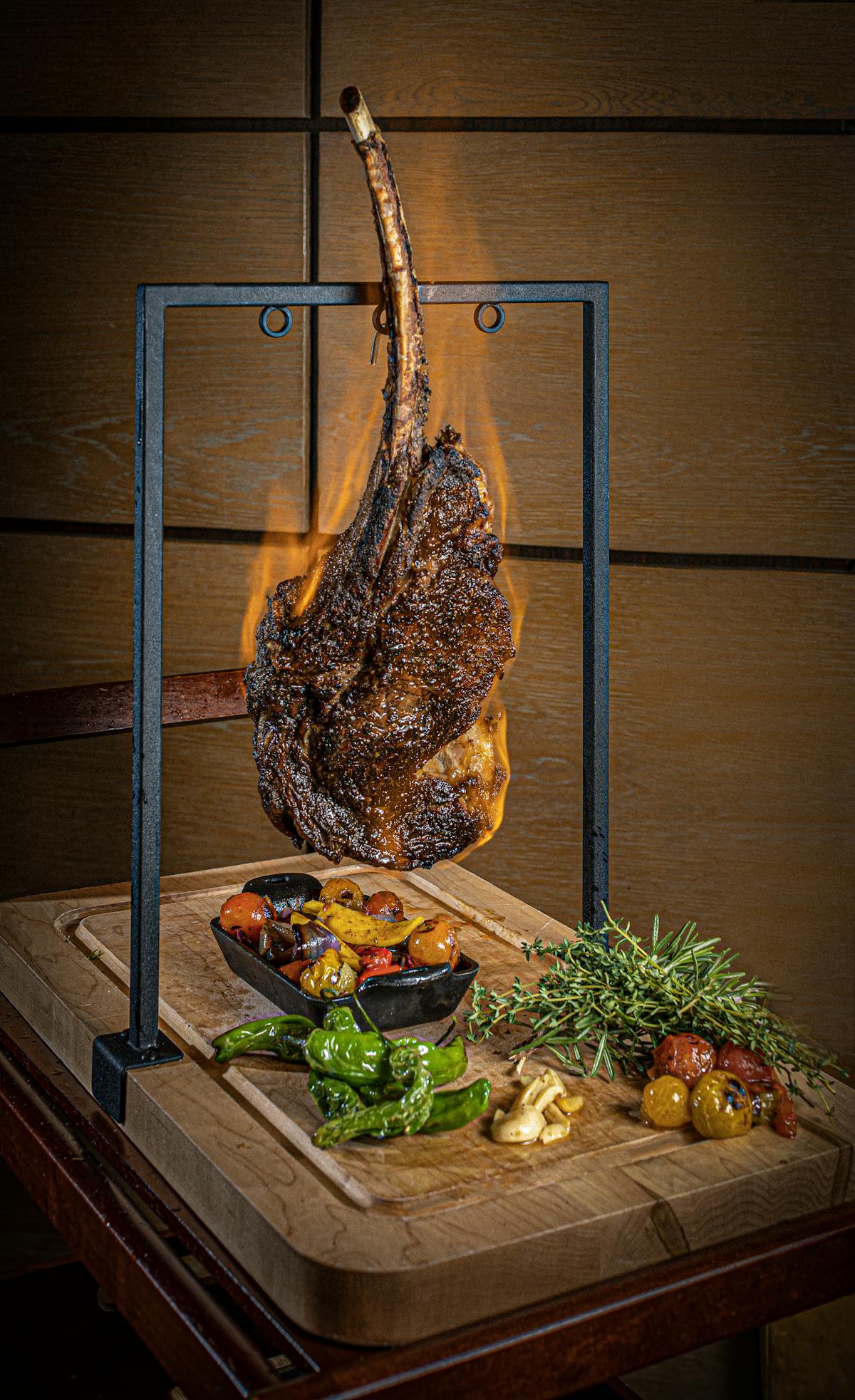Tomahawk Ribeye Rack Flaming Tomahawk Steak Experience | Meat Market Palm Beach