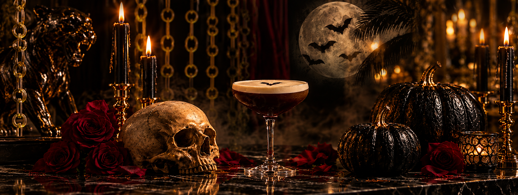 a skull with a drink in it