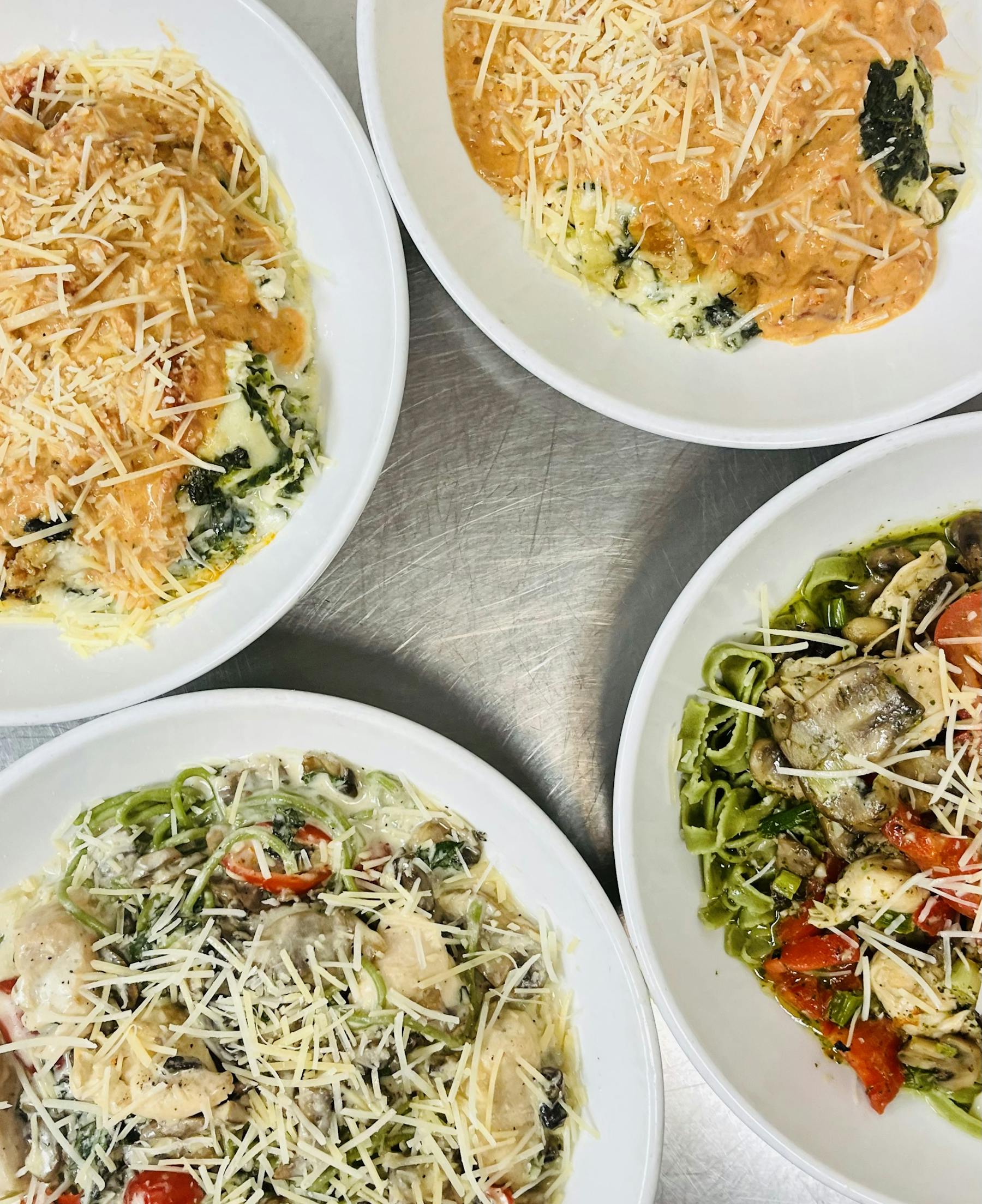 a bowl filled with different types of food on a plate