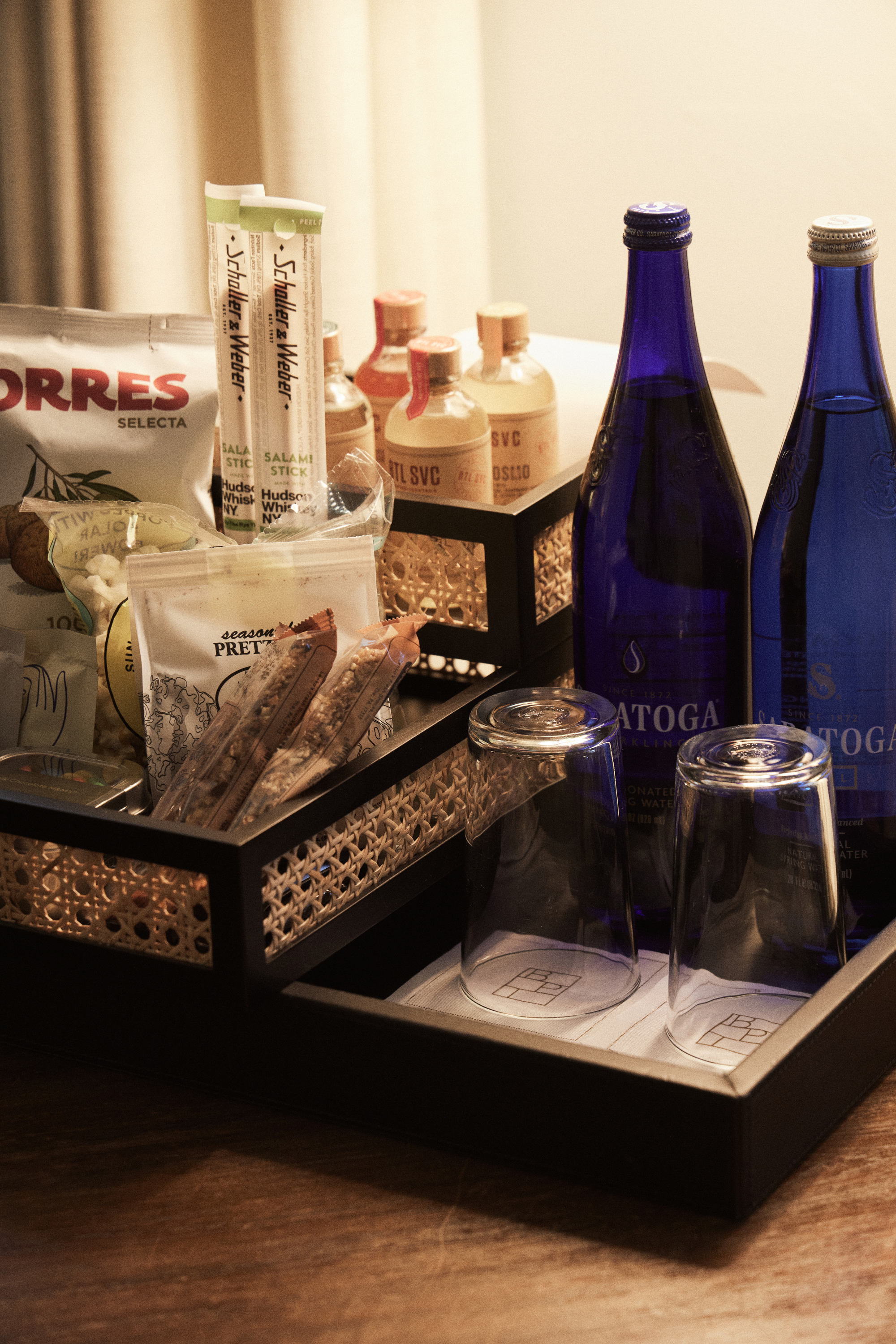 a bottle of items on a table