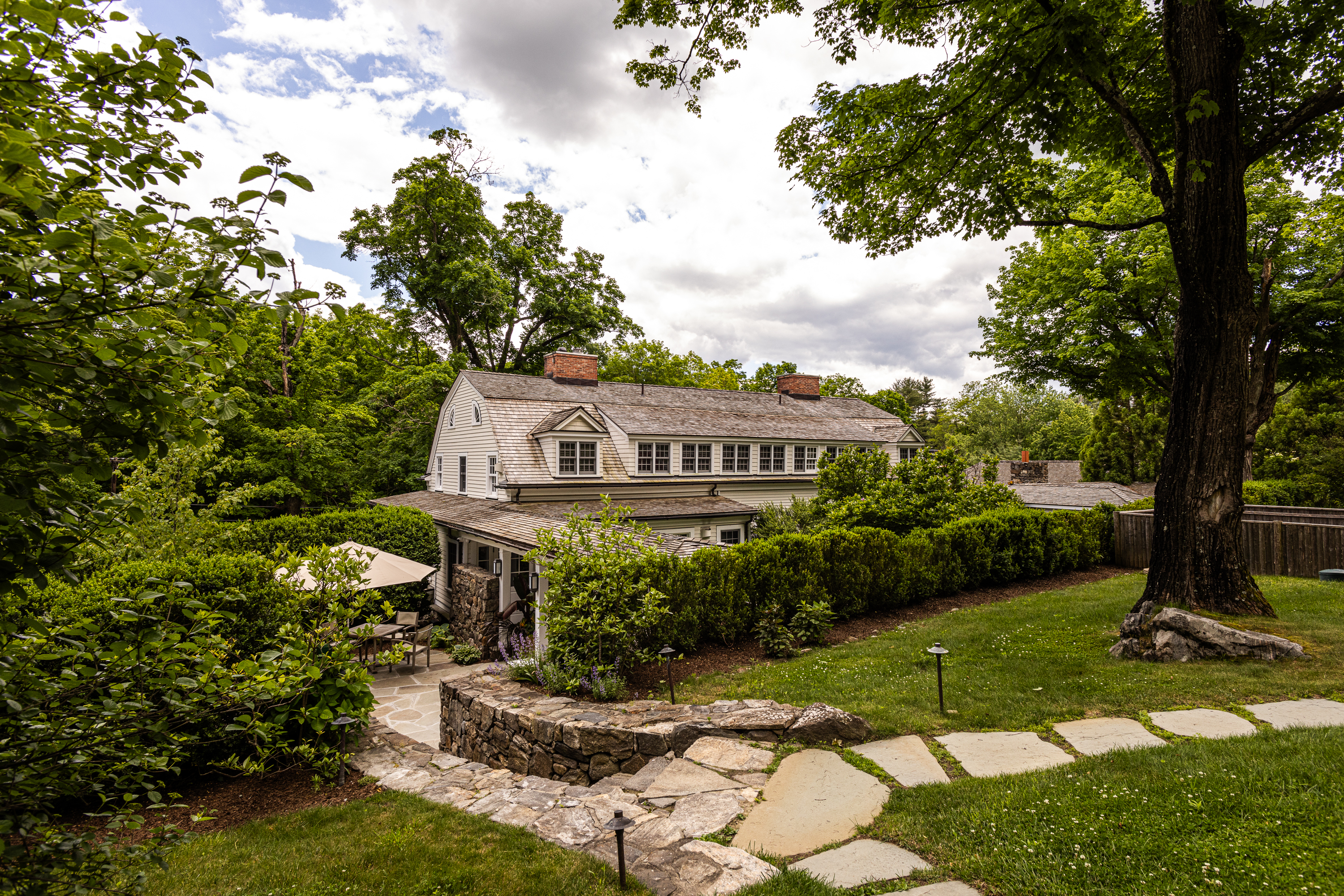 a stone path in a park