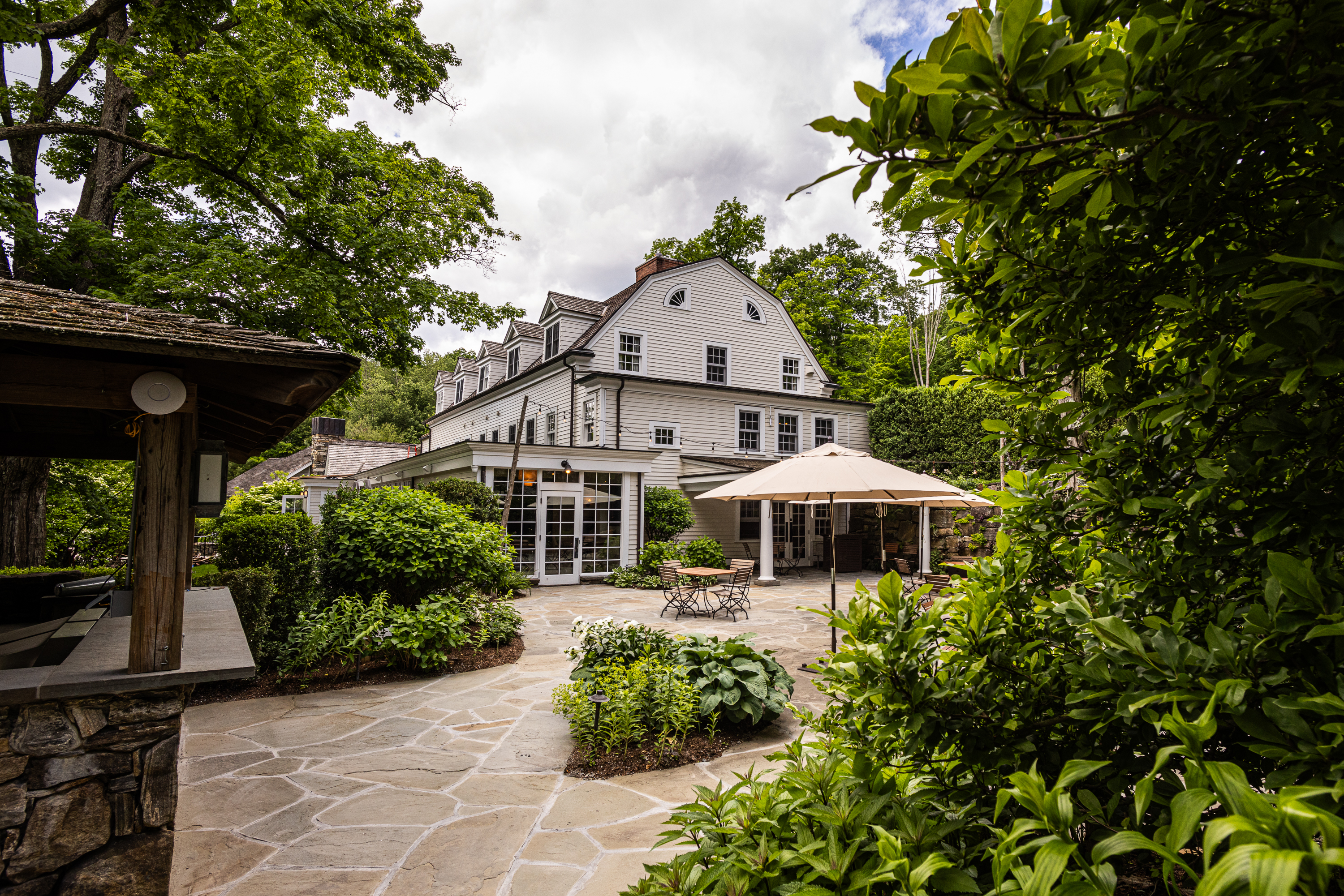 a small house in a garden