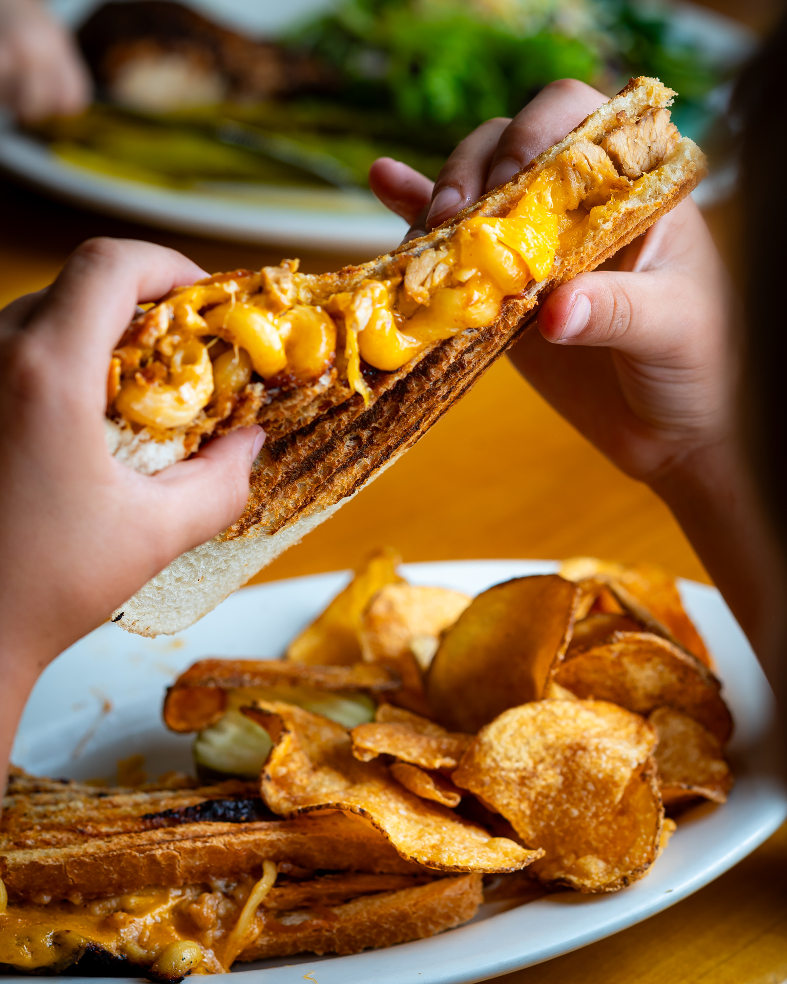 a person holding a plate of food