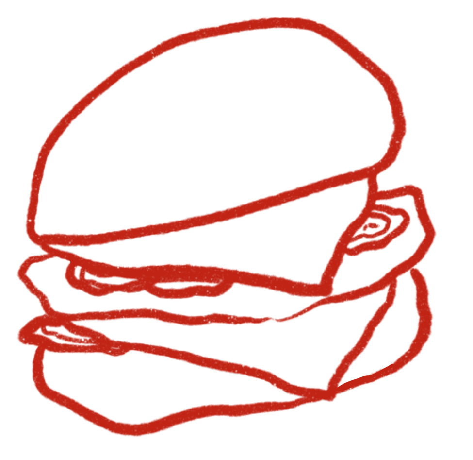 a drawing of a burger