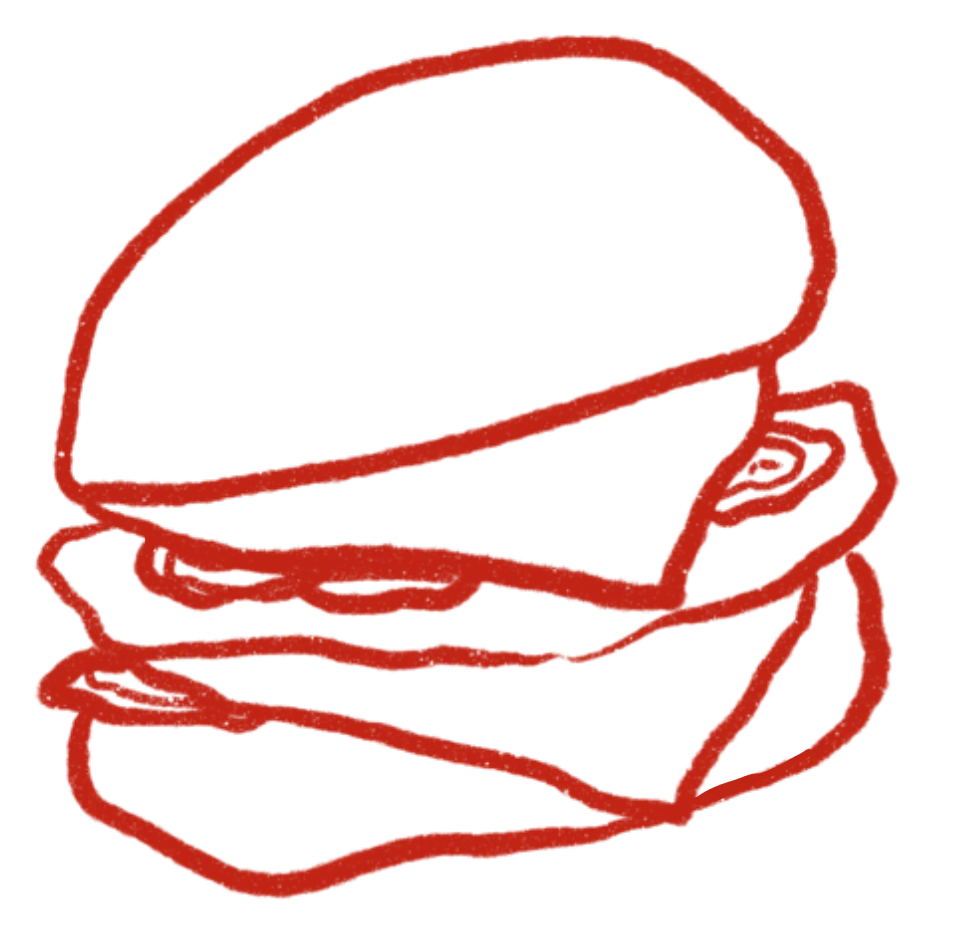 a drawing of a burger