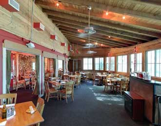 a room filled with furniture and a large window